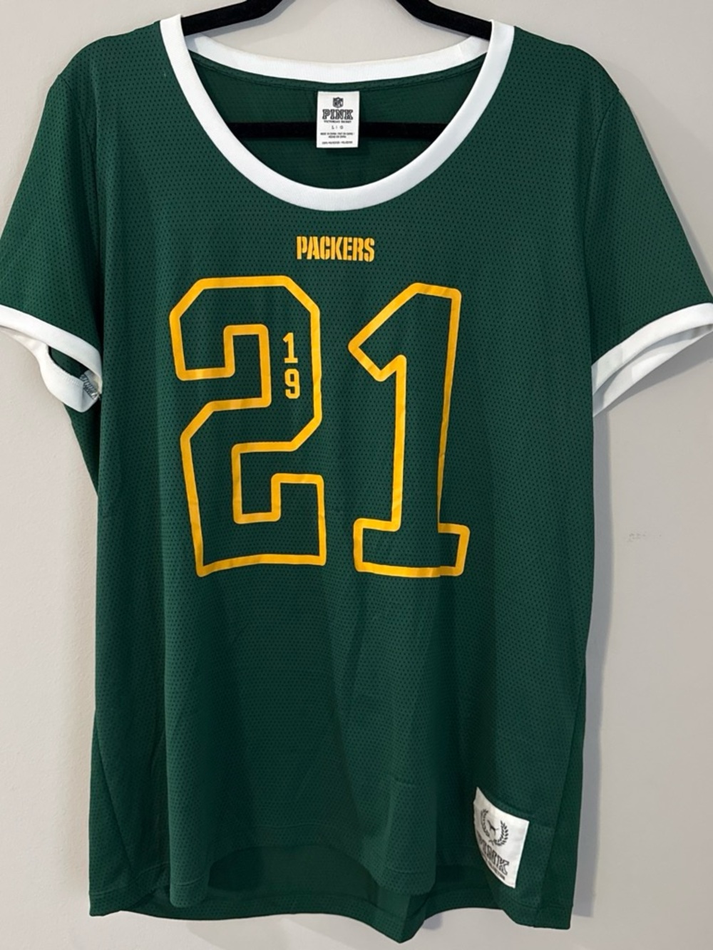 PINK Victoria's Secret Green and Gold Packers Jersey Top